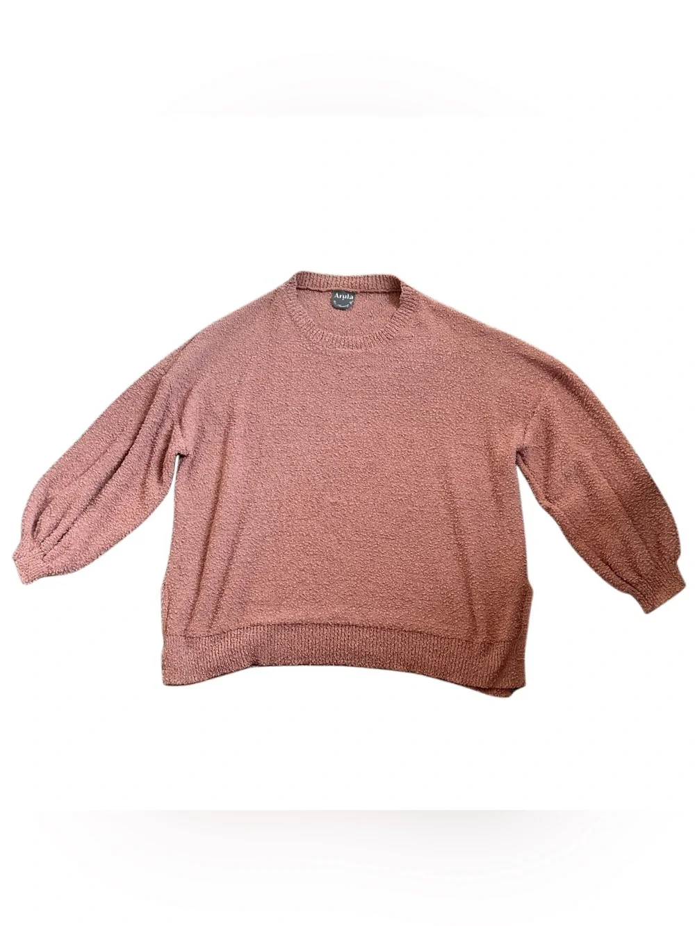 ARULA Mauve Cozy Bubble Fuzz Pullover Sweater